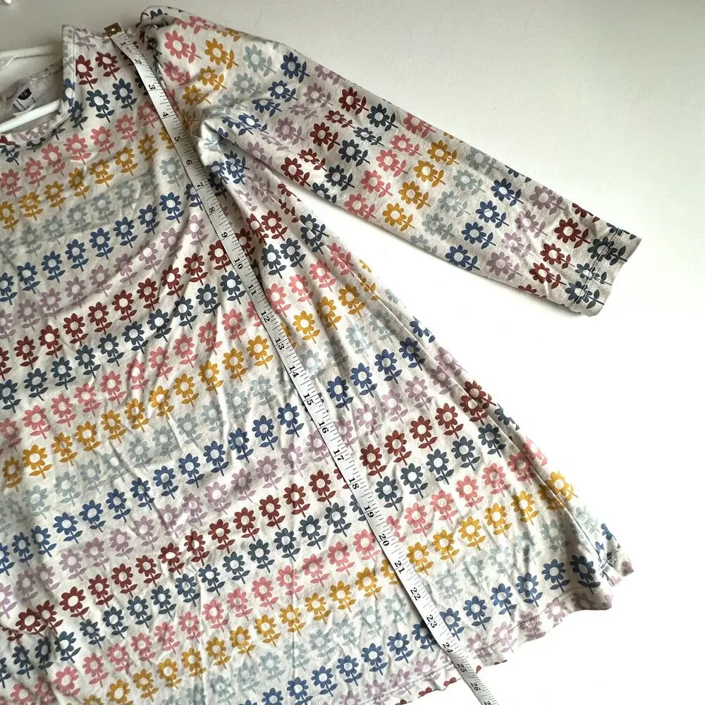 Hanna Andersson Floral Dress Size 130 cm (Girls 8) Gray Multicolor Cotton Casual
